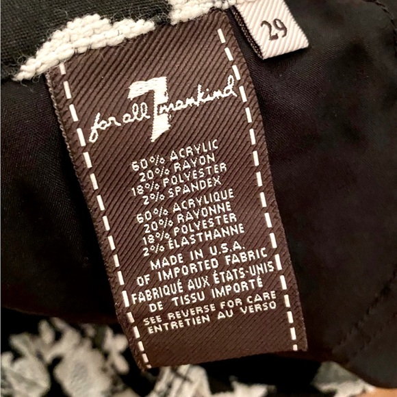 7 FOR ALL MANKIND Lace Floral BLACK & WHITE SKINNY PANTS / JEANS | Sz 29 - Picture 5 of 10